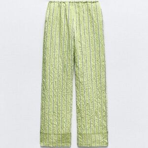 Zara Light Green Striped Joggers
